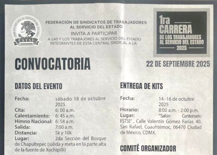 Lanzan Convocatoria Para la Primera Gran Carrera Atlética de los Trabajadores al Servicio del Estado